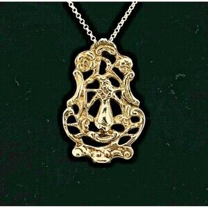 Vintage Peruzzi Style Baroque 900 Silver Pendant w 18 Inch Chain